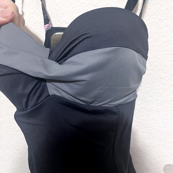 LOLE One Piece Bathing Suit Swimsuit black grey womens sz S built in bra - Picture 5 of 9